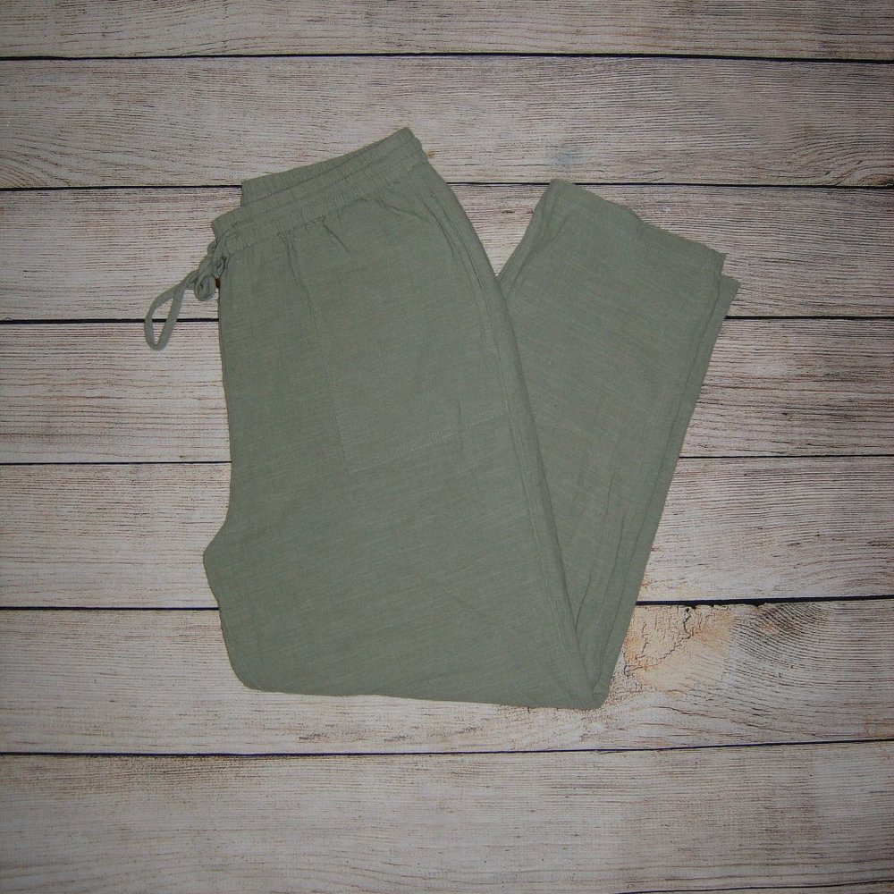 L SPACE Sage Green Cotton Pull On Pants S